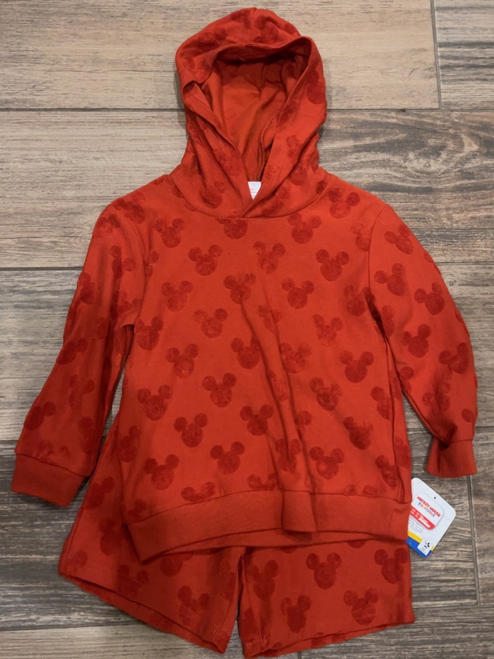 Disney Red Hooded Sweatshirt and Shorts Set for Kids